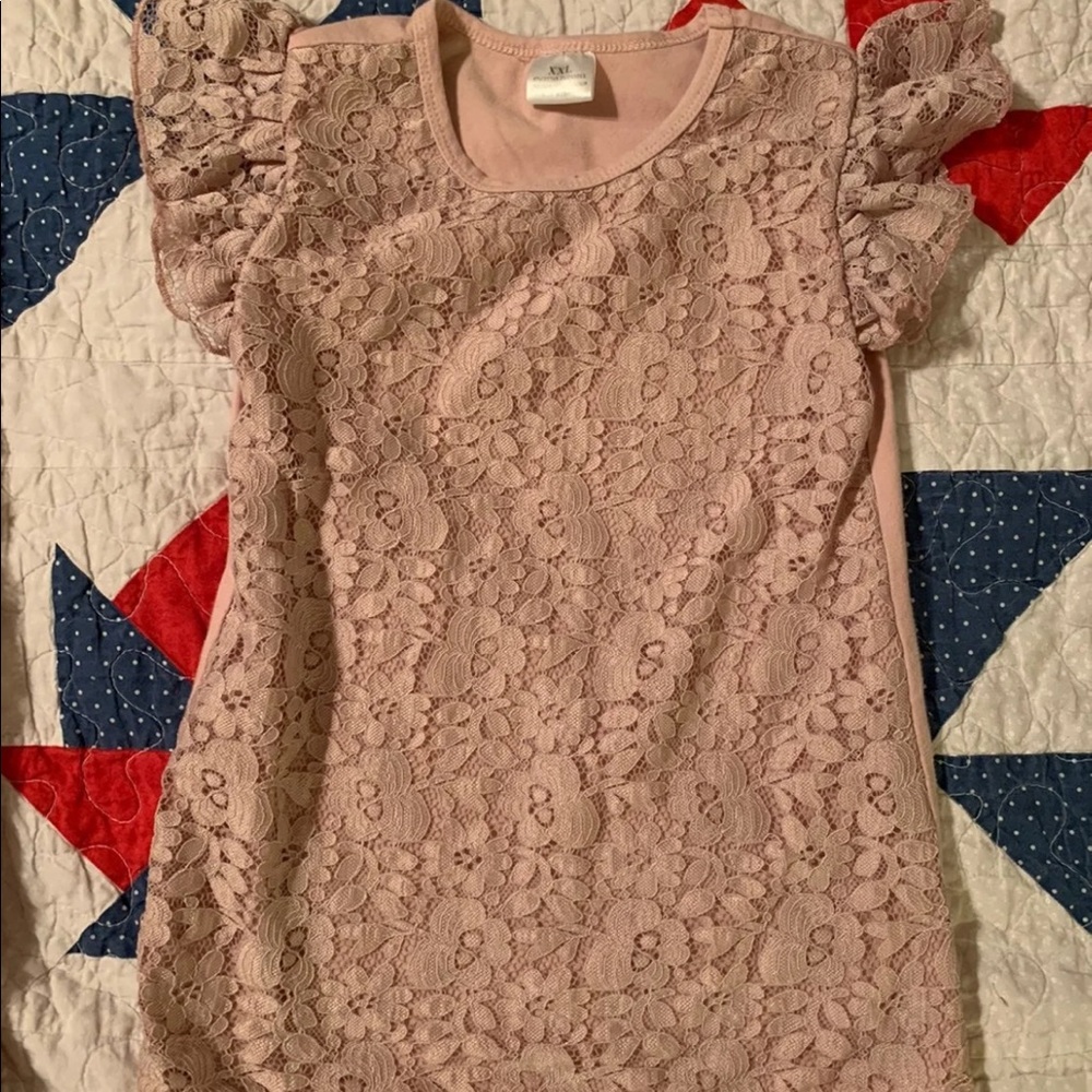 Toddler girls boutique style lace shirt.